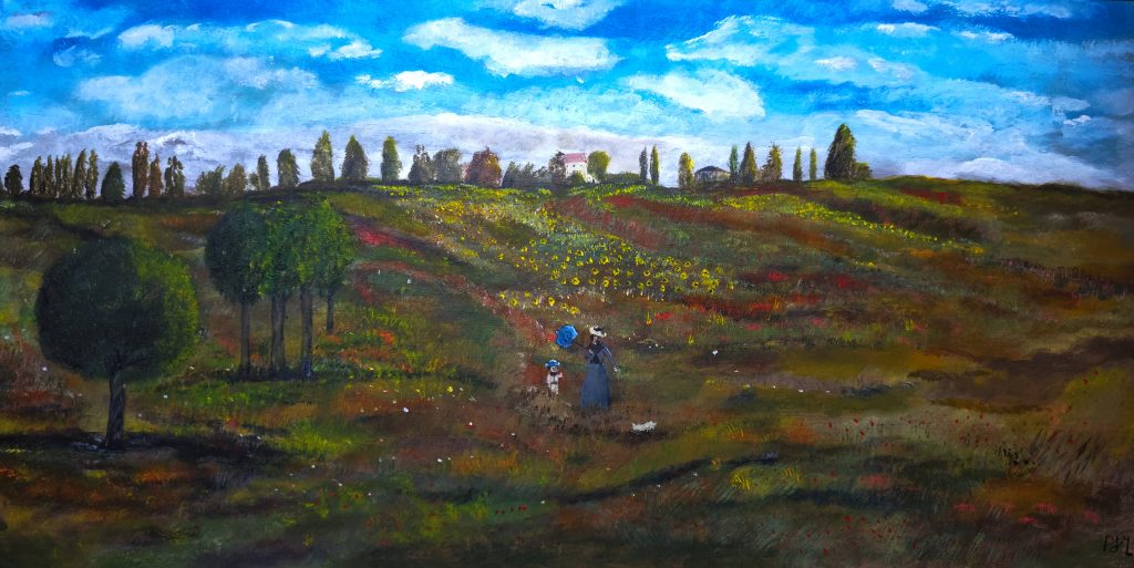 Among the poppys and sunflowers